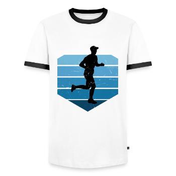 Running Cross Country Running Running Jogging - Men's Ringer Shirt - white/black - Front - AI Model Female 172 light (172cm) & AI Model Male 178 dark (178cm)