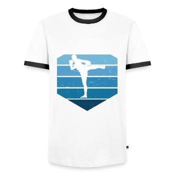 Men's Thai Boxing Thaiboxing Thai Boxer Thai Boxing - Men's Ringer Shirt - white/black - Front - AI Model Female 172 light (172cm) & AI Model Male 178 dark (178cm)
