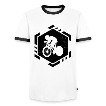 Roadbike Herren Rennradfahrer Rennradfahren - Männer Kontrast-T-Shirt - Weiß/Schwarz - Vorne - AI Model Female 172 light (172cm) & AI Model Male 178 dark (178cm)