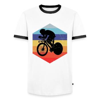 Vélo de route Cycliste de route Vélo de route Hommes Femmes - T-shirt contrasté Homme - blanc/noir - Devant - AI Model Female 172 light (172cm) & AI Model Male 178 dark (178cm)