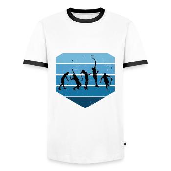 Tennis Tennis Femmes Tennis Hommes - T-shirt contrasté Homme - blanc/noir - Devant - AI Model Female 172 light (172cm) & AI Model Male 178 dark (178cm)