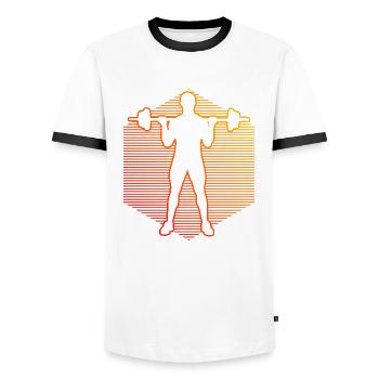 Damen Ausdauertraining Gewichtheben Fitness - Männer Kontrast-T-Shirt - Weiß/Schwarz - Vorne - AI Model Female 172 light (172cm) & AI Model Male 178 dark (178cm)