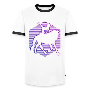 Team Vaulting Equestrian Arts Men's Artistic Gymnastics on d - Men's Ringer Shirt - white/black - Front - AI Model Female 172 light (172cm) & AI Model Male 178 dark (178cm)