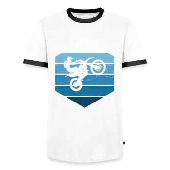 Dirt Bike Freestyle Motocross Men's Motocross - Men's Ringer Shirt - white/black - Front - AI Model Female 172 light (172cm) & AI Model Male 178 dark (178cm)