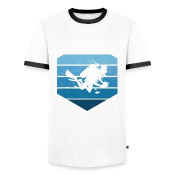 Tauchen Scuba Tauchen Taucher Plongée Plongeur - T-shirt contrasté Homme - blanc/noir - Devant - AI Model Female 172 light (172cm) & AI Model Male 178 dark (178cm)