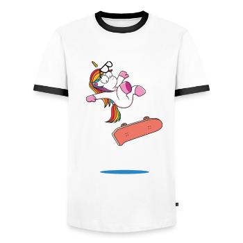 Échec de la licorne - T-shirt contrasté Homme - blanc/noir - Devant - AI Model Female 172 light (172cm) & AI Model Male 178 dark (178cm)