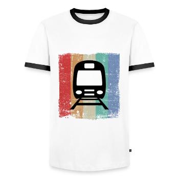 Train Railway Railroad Worker Trains Train Driver - Men's Ringer Shirt - white/black - Front - AI Model Female 172 light (172cm) & AI Model Male 178 dark (178cm)
