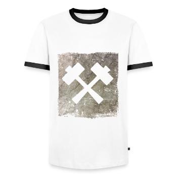 Stonemason Stone Sculptor Saying - Men's Ringer Shirt - white/black - Front - AI Model Female 172 light (172cm) & AI Model Male 178 dark (178cm)