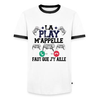 Play Station Game Gamer Gaming Gameuse Cadeau - T-shirt contrasté Homme - blanc/noir - Devant - AI Model Female 172 light (172cm) & AI Model Male 178 dark (178cm)