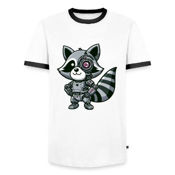 Cooler Waschbär Roboter - Männer Kontrast-T-Shirt - Weiß/Schwarz - Vorne - AI Model Female 172 light (172cm) & AI Model Male 178 dark (178cm)