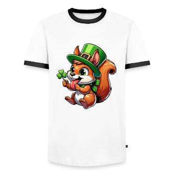 St. Patrick's Cheeky Squirrel - Men's Ringer Shirt - white/black - Front - AI Model Female 172 light (172cm) & AI Model Male 178 dark (178cm)