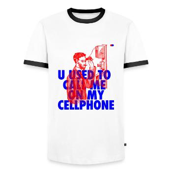 Call me on my cellphone - Männer Kontrast-T-Shirt - Weiß/Schwarz - Vorne - AI Model Female 172 light (172cm) & AI Model Male 178 dark (178cm)