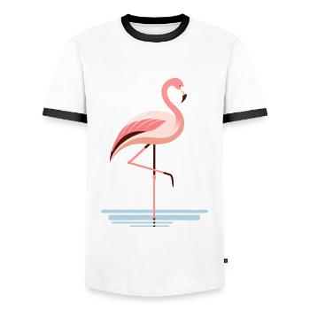 Flamingo in the water - Men's Ringer Shirt - white/black - Front - AI Model Female 172 light (172cm) & AI Model Male 178 dark (178cm)