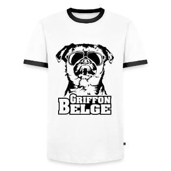 GRIFFON BELGE cool sunglasses dogs dog - Men's Ringer Shirt - white/black - Front - AI Model Female 172 light (172cm) & AI Model Male 178 dark (178cm)