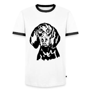 BLACK AND TAN COONHOUND Chiens de chasse Wilsigns - T-shirt contrasté Homme - blanc/noir - Devant - AI Model Female 172 light (172cm) & AI Model Male 178 dark (178cm)