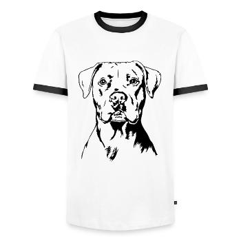 Dogue Argentin Portrait Chien Chien Wilsigns - T-shirt contrasté Homme - blanc/noir - Devant - AI Model Female 172 light (172cm) & AI Model Male 178 dark (178cm)