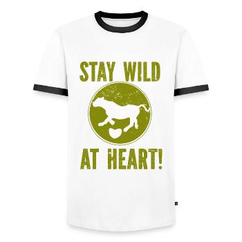 Tigre - Afrique - Nature sauvage - Conservation de la nature - T-shirt contrasté Homme - blanc/noir - Devant - AI Model Female 172 light (172cm) & AI Model Male 178 dark (178cm)