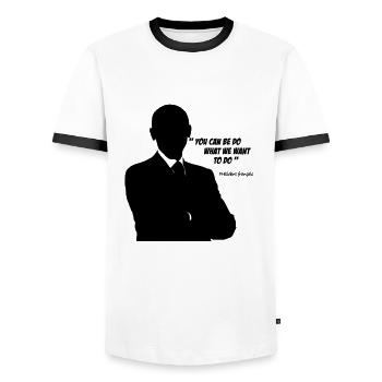 You can be do - François Hollande - T-shirt contrasté Homme - blanc/noir - Devant - AI Model Female 172 light (172cm) & AI Model Male 178 dark (178cm)