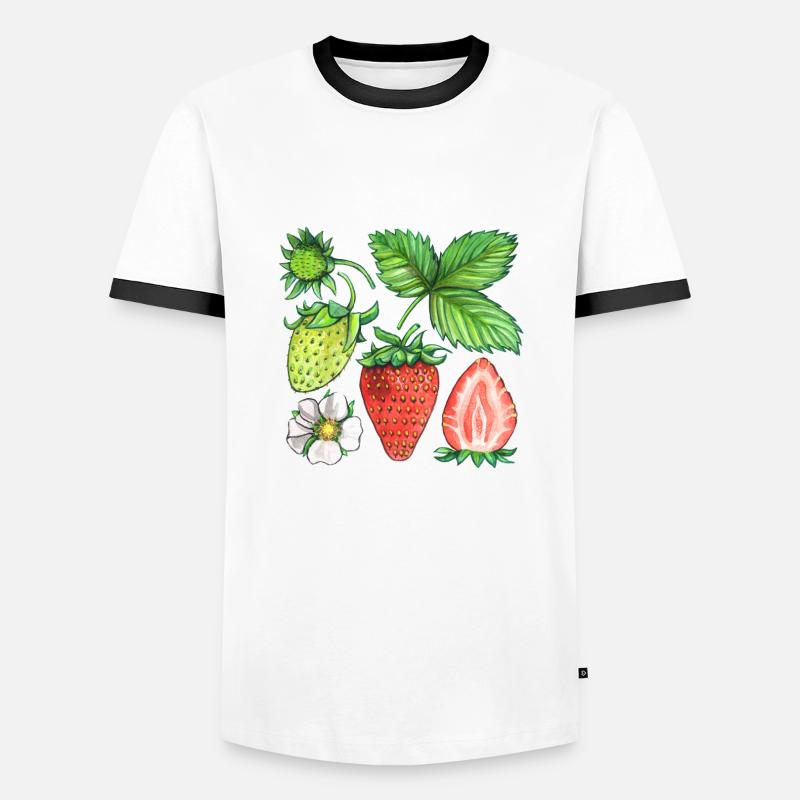 Erdbeeren - Männer Kontrast-T-Shirt - Weiß/Schwarz