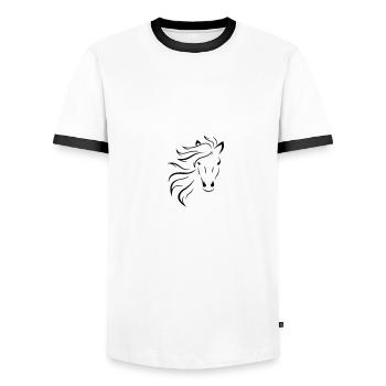Pferd - Männer Kontrast-T-Shirt - Weiß/Schwarz - Vorne - AI Model Female 172 light (172cm) & AI Model Male 178 dark (178cm)