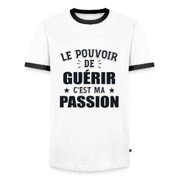 Le Pouvoir De Guérir C'Est Ma Passion - T-shirt contrasté Homme - blanc/noir - Devant - AI Model Female 172 light (172cm) & AI Model Male 178 dark (178cm)
