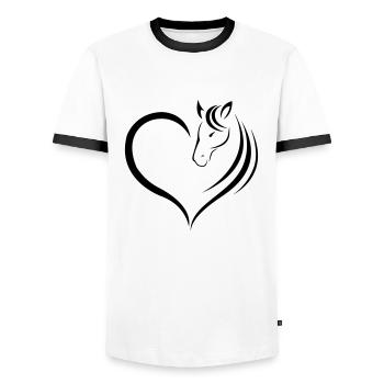 Amants de cheval - Chemise mignonne pour les filles - T-shirt contrasté Homme - blanc/noir - Devant - AI Model Female 172 light (172cm) & AI Model Male 178 dark (178cm)