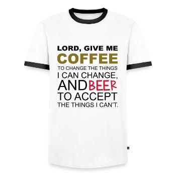 Coffee & Beer - T-shirt contrasté Homme - blanc/noir - Devant - AI Model Female 172 light (172cm) & AI Model Male 178 dark (178cm)