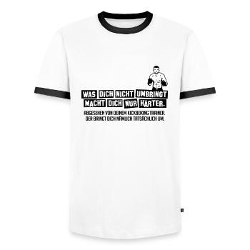 kickbox trainer - Männer Kontrast-T-Shirt - Weiß/Schwarz - Vorne - AI Model Female 172 light (172cm) & AI Model Male 178 dark (178cm)