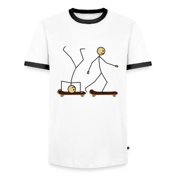 Skateboard Fun - Männer Kontrast-T-Shirt - Weiß/Schwarz - Vorne - AI Model Female 172 light (172cm) & AI Model Male 178 dark (178cm)