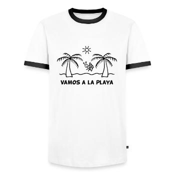 Vamos a la Playa - Männer Kontrast-T-Shirt - Weiß/Schwarz - Vorne - AI Model Female 172 light (172cm) & AI Model Male 178 dark (178cm)