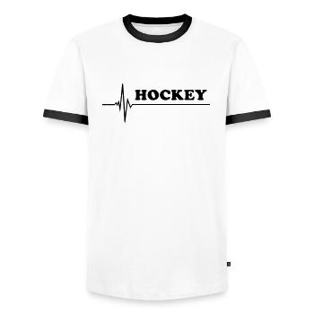 Hockey - Männer Kontrast-T-Shirt - Weiß/Schwarz - Vorne - AI Model Female 172 light (172cm) & AI Model Male 178 dark (178cm)