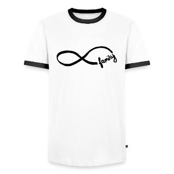 Family - T-shirt contrasté Homme - blanc/noir - Devant - AI Model Female 172 light (172cm) & AI Model Male 178 dark (178cm)