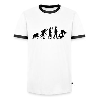 evolution_schwimmer_102012_a_1c - Männer Kontrast-T-Shirt - Weiß/Schwarz - Vorne - AI Model Female 172 light (172cm) & AI Model Male 178 dark (178cm)