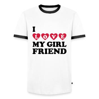 I love you my girlfriend Valentinstag Freundin - Männer Kontrast-T-Shirt - Weiß/Schwarz - Vorne - AI Model Female 172 light (172cm) & AI Model Male 178 dark (178cm)