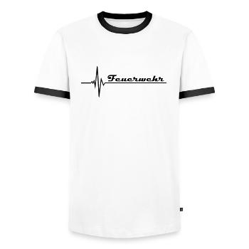 Feuerwehr - Männer Kontrast-T-Shirt - Weiß/Schwarz - Vorne - AI Model Female 172 light (172cm) & AI Model Male 178 dark (178cm)