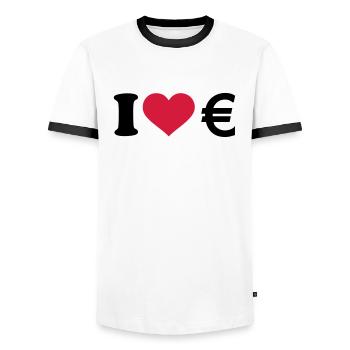 I love Euro - T-shirt contrasté Homme - blanc/noir - Devant - AI Model Female 172 light (172cm) & AI Model Male 178 dark (178cm)