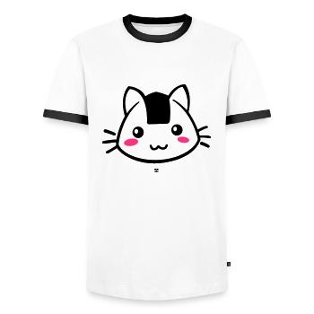 Onigiricat - chat onigiri - Männer Kontrast-T-Shirt - Weiß/Schwarz - Vorne - AI Model Female 172 light (172cm) & AI Model Male 178 dark (178cm)