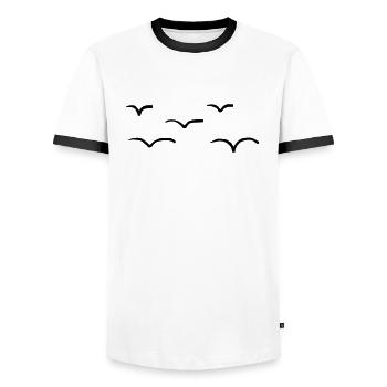 5 Vögel - Männer Kontrast-T-Shirt - Weiß/Schwarz - Vorne - AI Model Female 172 light (172cm) & AI Model Male 178 dark (178cm)