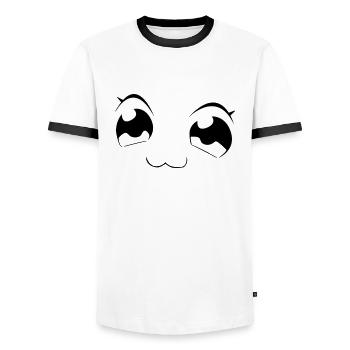 yeux - T-shirt contrasté Homme - blanc/noir - Devant - AI Model Female 172 light (172cm) & AI Model Male 178 dark (178cm)