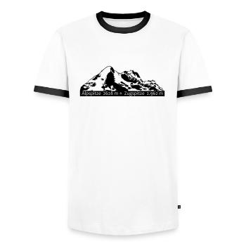 Alpspitze Zugspitze - Men's Ringer Shirt - white/black - Front - AI Model Female 172 light (172cm) & AI Model Male 178 dark (178cm)