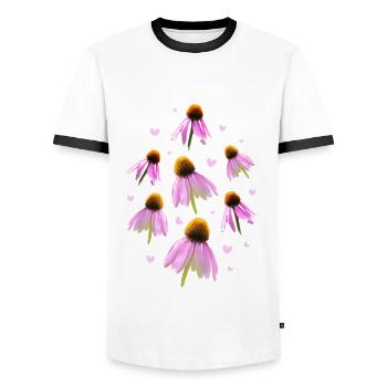 Sonnenhut Coneflower - Männer Kontrast-T-Shirt - Weiß/Schwarz - Vorne - AI Model Female 172 light (172cm) & AI Model Male 178 dark (178cm)