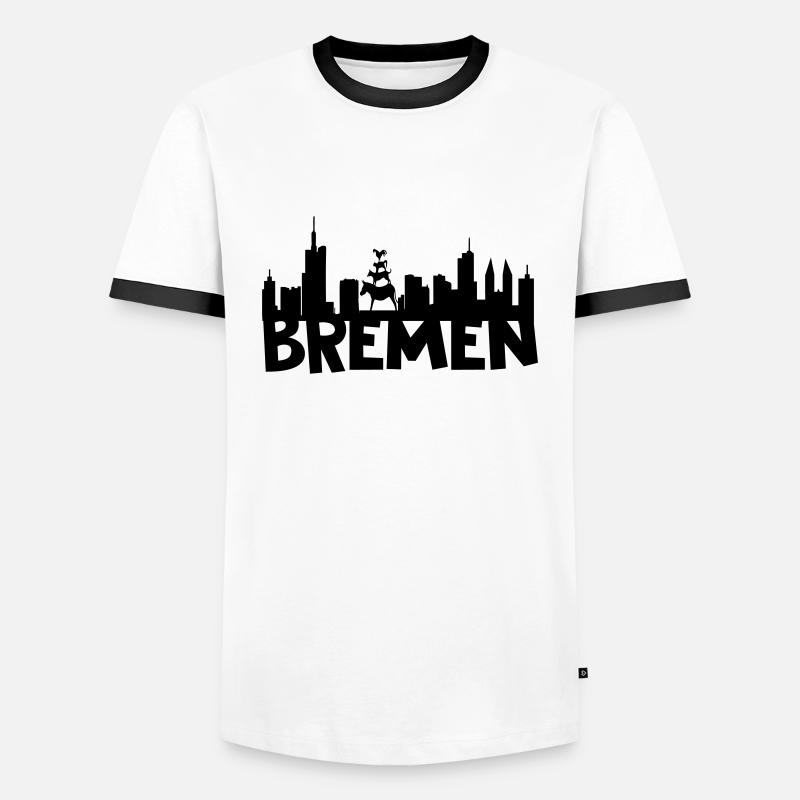 Bremen Skyline - Männer Kontrast-T-Shirt - Weiß/Schwarz