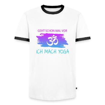 Yoga, Spruch - Männer Kontrast-T-Shirt - Weiß/Schwarz - Vorne - AI Model Female 172 light (172cm) & AI Model Male 178 dark (178cm)