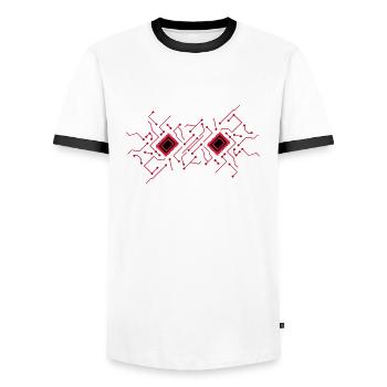 schaltkreis technik leitungen mikrochip festplatte - Männer Kontrast-T-Shirt - Weiß/Schwarz - Vorne - AI Model Female 172 light (172cm) & AI Model Male 178 dark (178cm)