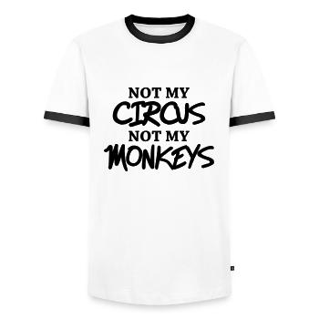 Not my circus, not my monkeys - T-shirt contrasté Homme - blanc/noir - Devant - AI Model Female 172 light (172cm) & AI Model Male 178 dark (178cm)
