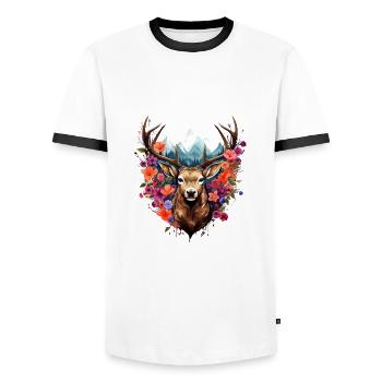 Ersatz Dirndl Hirschgeweih Hirsch - Männer Kontrast-T-Shirt - Weiß/Schwarz - Vorne - AI Model Female 172 light (172cm) & AI Model Male 178 dark (178cm)