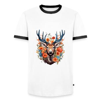 Ersatz Dirndl Hirschgeweih Hirsch - Männer Kontrast-T-Shirt - Weiß/Schwarz - Vorne - AI Model Female 172 light (172cm) & AI Model Male 178 dark (178cm)