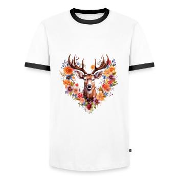 Ersatz Dirndl Hirschgeweih Hirsch - Männer Kontrast-T-Shirt - Weiß/Schwarz - Vorne - AI Model Female 172 light (172cm) & AI Model Male 178 dark (178cm)