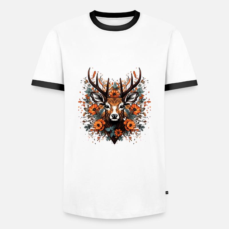 Ersatz Dirndl Hirschgeweih Hirsch - Männer Kontrast-T-Shirt - Weiß/Schwarz