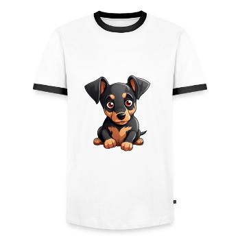 Dog Lover Dobermann Pinscher Hund Valentinstag - Männer Kontrast-T-Shirt - Weiß/Schwarz - Vorne - AI Model Female 172 light (172cm) & AI Model Male 178 dark (178cm)